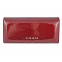 Długi portfel damski Peterson, RFID, czerwony, lakierowany