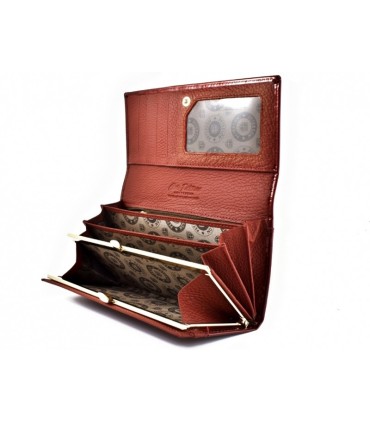 Długi portfel damski Peterson, czerwony, lakierowany