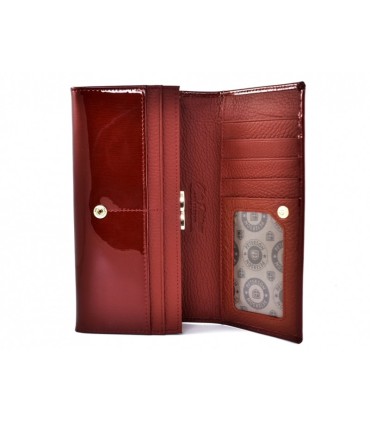 Długi portfel damski Peterson, czerwony, lakierowany