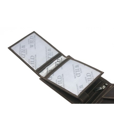 Poziomy portfel męski Always Wild ze skóry nubukowej - ciemny brąz