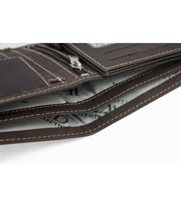 Poziomy portfel męski Always Wild ze skóry nubukowej - ciemny brąz