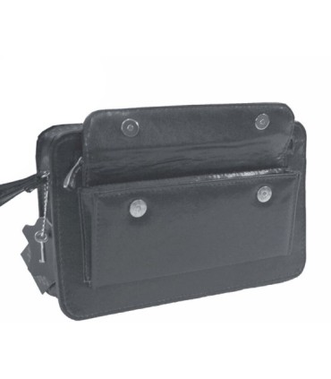 Męska skórzana saszetka w kolorze szarym