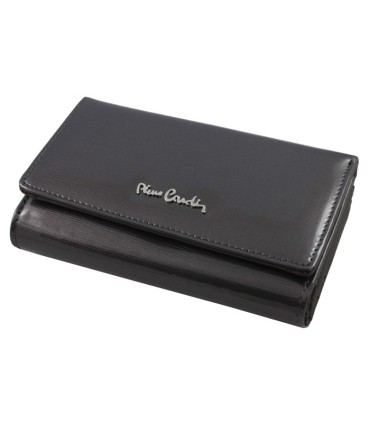 Skórzana lakierowana portmonetka Pierre Cardin w kolorze grafitowym