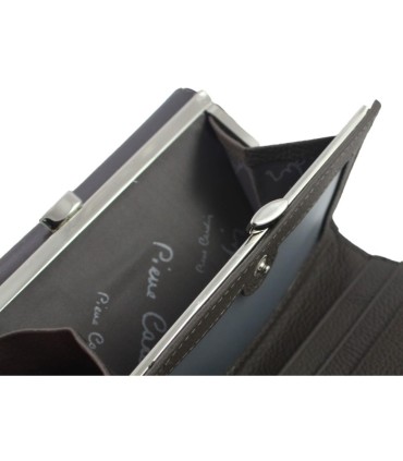 Skórzana lakierowana portmonetka Pierre Cardin w kolorze grafitowym