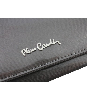 Skórzana lakierowana portmonetka Pierre Cardin w kolorze grafitowym