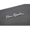 Skórzany lakierowany portfel typu podwójna saszetka Pierre Cardin w kolorze grafitowym