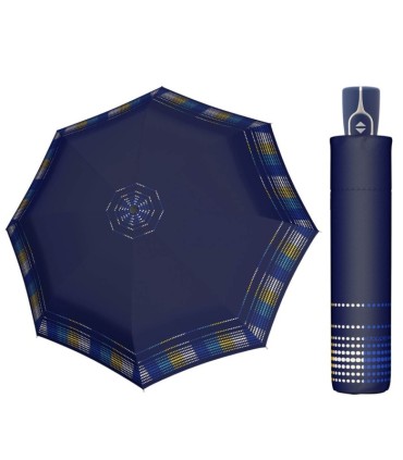 Wytrzymała AUTOMATYCZNA parasolka Doppler, niebieska z ornamentem