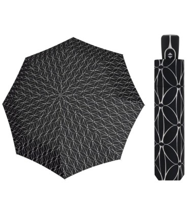 Wytrzymała AUTOMATYCZNA parasolka Doppler, czarno kremowa we wzory