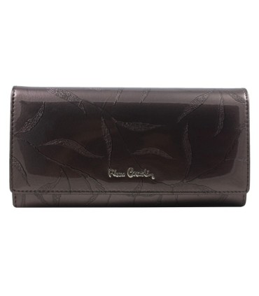 Lakierowany skórzany portfel damski Pierre Cardin, grafitowy