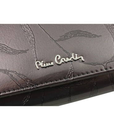 Lakierowany skórzany portfel damski Pierre Cardin, grafitowy