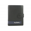 Męski portfel Pierre Cardin RFID ze skóry, czarny z niebieską wstawką