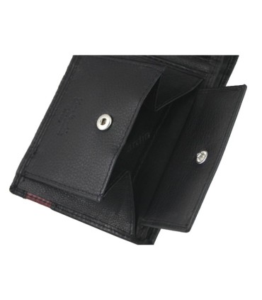 Portfel męski Pierre Cardin RFID ze skóry naturalnej czarny z niebieską wstawką