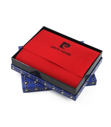 Portfel męski Pierre Cardin RFID ze skóry naturalnej czarny z niebieską wstawką