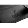 Mały portfel męski Pierre Cardin RFID ze skóry naturalnej czarny z bordową wstawką
