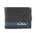 Mały portfel męski Pierre Cardin RFID, czarny z niebieską wstawką