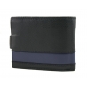 Mały portfel męski Pierre Cardin RFID ze skóry naturalnej czarny z niebieską wstawką