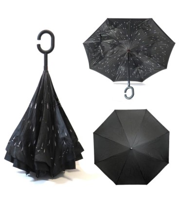 Parasol odwrócony "Revers" z podwójnym materiałem wzorzysty