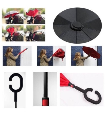 Parasol odwrócony "Revers" z podwójnym materiałem wzorzysty