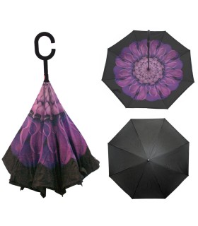 Parasol odwrócony "Revers" z podwójnym materiałem wzorzysty