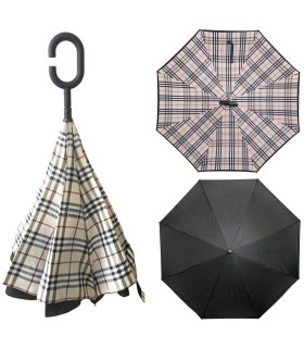 Parasol odwrócony "Revers" z podwójnym materiałem wzorzysty