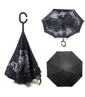 Parasol odwrócony "Revers" z podwójnym materiałem wzorzysty