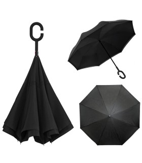 Parasol odwrócony "Revers" z podwójnym materiałem dwa kolory: czarny + inny