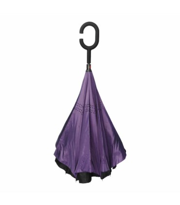 Parasol odwrócony "Revers" z podwójnym materiałem dwa kolory: czarny + inny