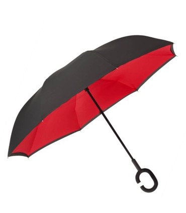 Parasol odwrócony "Revers" z podwójnym materiałem dwa kolory: czarny + inny