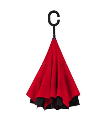 Parasol odwrócony "Revers" z podwójnym materiałem dwa kolory: czarny + inny