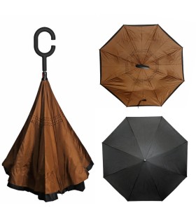 Parasol odwrócony "Revers" z podwójnym materiałem dwa kolory: czarny + inny