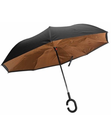 Parasol odwrócony "Revers" z podwójnym materiałem dwa kolory: czarny + inny
