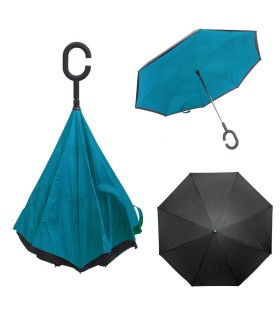 Parasol odwrócony "Revers" z podwójnym materiałem dwa kolory: czarny + inny