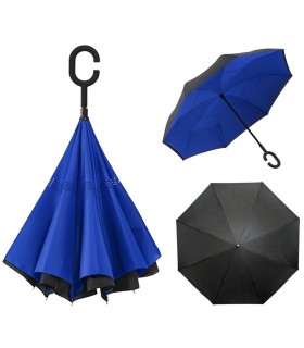 Parasol odwrócony "Revers" z podwójnym materiałem dwa kolory: czarny + inny