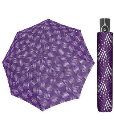 Wytrzymała AUTOMATYCZNA parasolka Doppler, fioletowa w fale z kropek