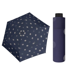NAJLŻEJSZA 140 g parasolka damska Doppler  Fiber Havanna granatowa w groszki