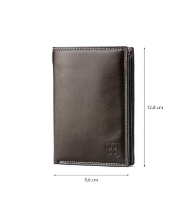 Cienki skórzany portfel damski marki DuDu®, RFID, brązowy, granat + inne