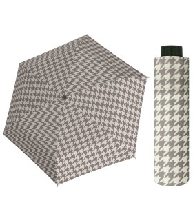 NAJLŻEJSZA 140 g parasolka damska Doppler  Fiber Havanna w pepitkę