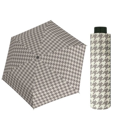 NAJLŻEJSZA 140 g parasolka damska Doppler  Fiber Havanna w pepitkę