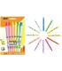 Zakreślacze BIC Highlighter Grip ścięta końcówka – różne kolory, blister 12 szt.