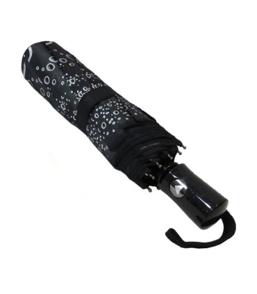 Otwierana automatycznie parasolka damska Tiros w srebrne krople, czarna