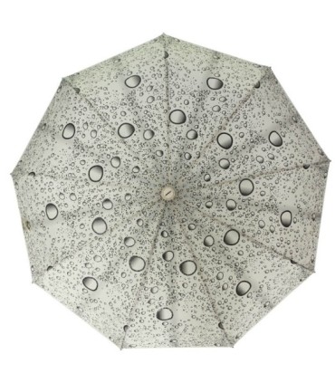 Otwierana automatycznie parasolka damska Tiros w srebrne krople, kremowa