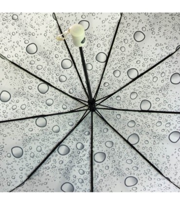 Otwierana automatycznie parasolka damska Tiros w srebrne krople, kremowa