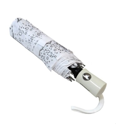 Otwierana automatycznie parasolka damska Tiros w srebrne krople, biała