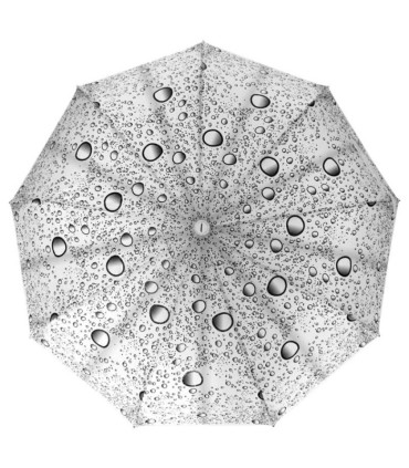 Otwierana automatycznie parasolka damska Tiros w srebrne krople, biała