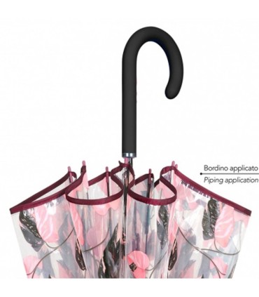 Głęboka parasolka damska Perletti przezroczysta w listki