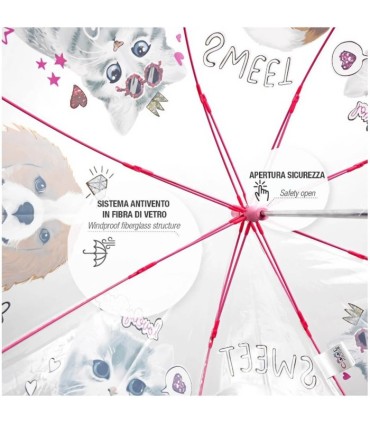 Parasolka dziecięca głęboka przezroczysta Perletti kotki i pieski