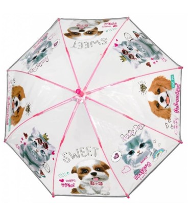 Parasolka dziecięca głęboka przezroczysta Perletti kotki i pieski