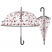 Głęboka parasolka damska Perletti przezroczysta w biedronki