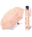 Automatyczna parasolka damska do torebki BENETTON, w kwiatki różowa