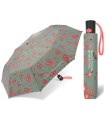 Automatyczna parasolka damska do torebki BENETTON, w kwiatki oliwkowa